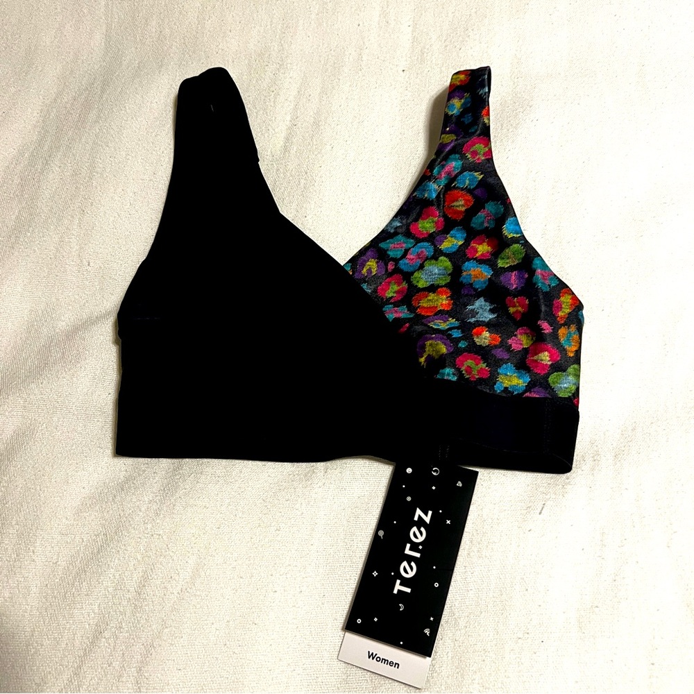 TEREZ NWT black and floral sports bra size XS